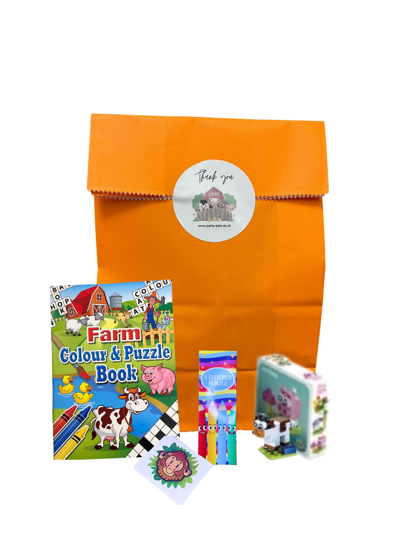 Farm Paper Party Bag with Fillers, Party Favour, Party Bag ideas, Pre-filled Party Bags, Party Bags for Kids, Children's party Bags, Toy