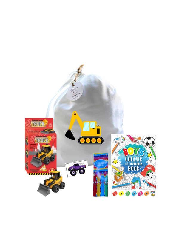 Construction Pre-filled Fabric Party bags, Party Favour, Party Bag ideas, Pre-filled Party Bags, Party Bags for Kids, Children's party Bags, Toy