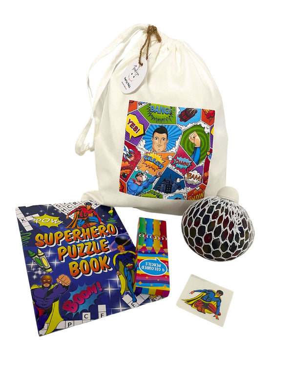 Pre-filled Superhero Fabric Party bags, Party Favour, Party Bag ideas, Pre-filled Party Bags, Party Bags for Kids, Children's party Bags, Toy